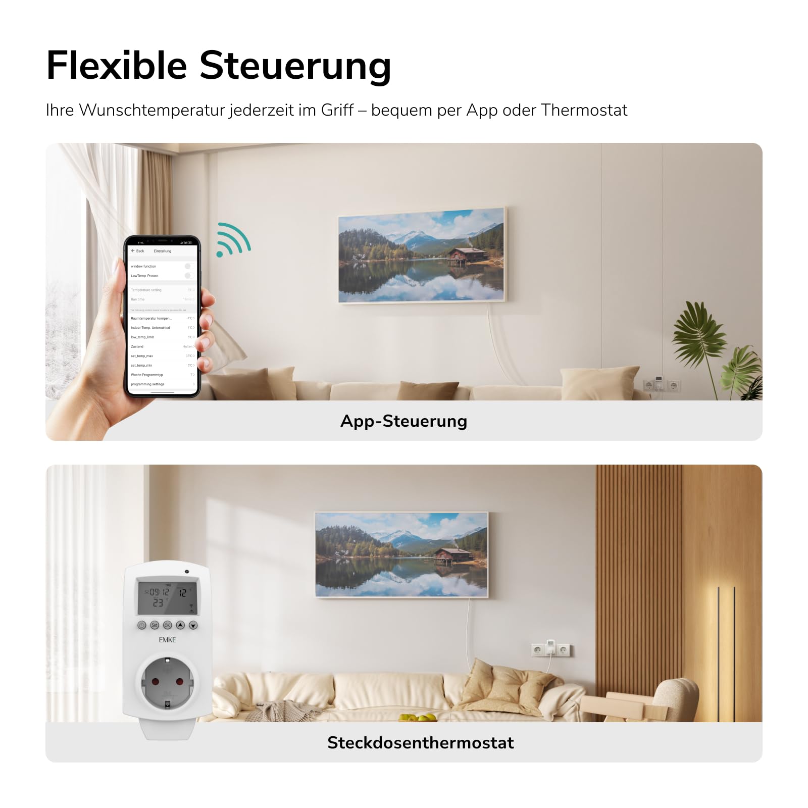 EMKE Infrarotheizung Bild (Berg-Hütte), 1200 W, 1195 × 595 mm