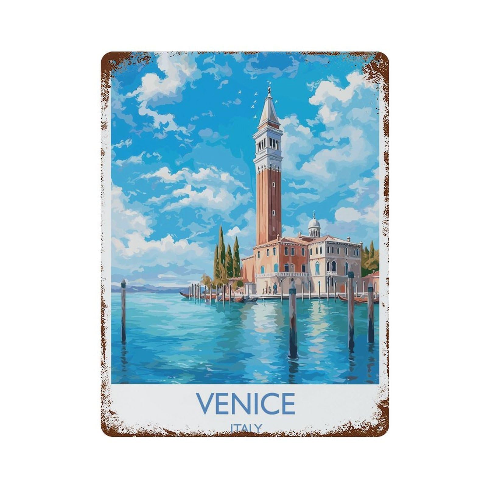 xiaoxiaoshen Venice Travel of Italy Gift Wall Decor Art Metal Tin Poster Modern Home Decor Art Home Bar Shop Decorations Vintage Sign 40x30cm