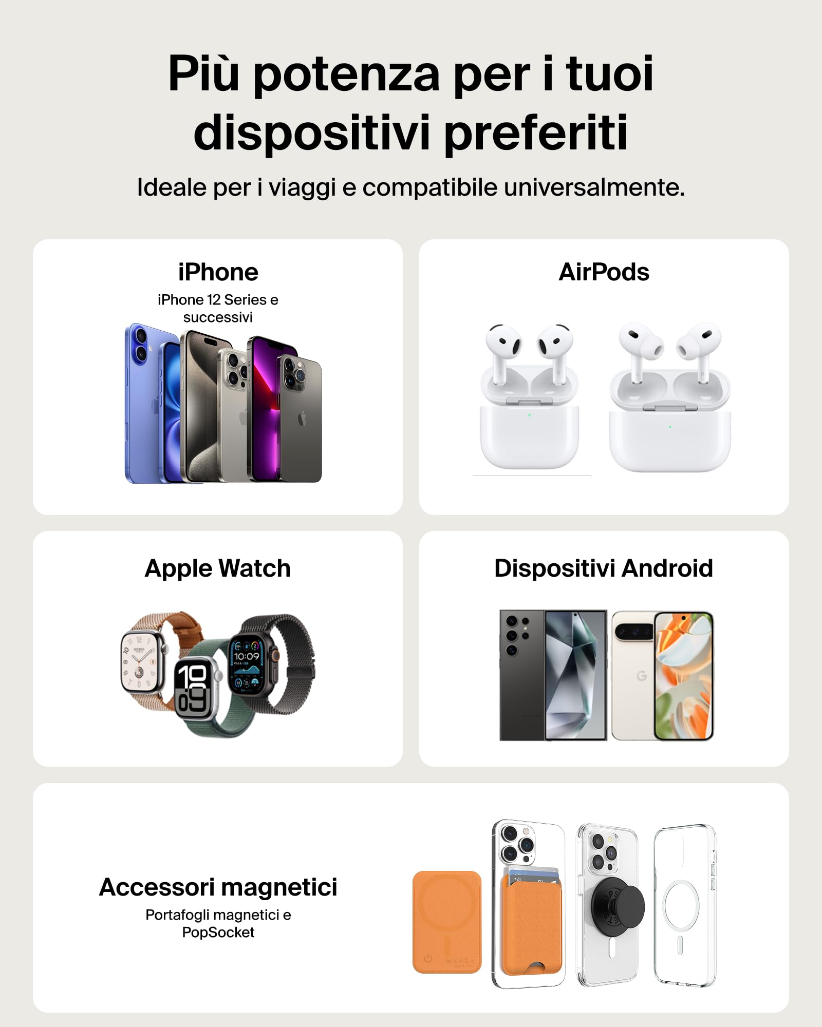 Belkin BoostCharge Power Bank Magnetico 5000mAh, Qi2 7.5W Caricatore Portatile Sottile con Anello Magnetico e Porta USB-C, Cavo USB-C Incluso, Power Bank per iPhone, Galaxy, Pixel, iPad e altro, Nero
