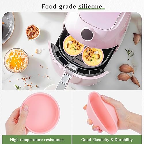 Miniatura 2 de Moldes de silicona para huevos, 2 moldes para freidora de aire, sartén reutilizable de 4 pulgadas, para magdalenas, microondas, horno y lavavajillas