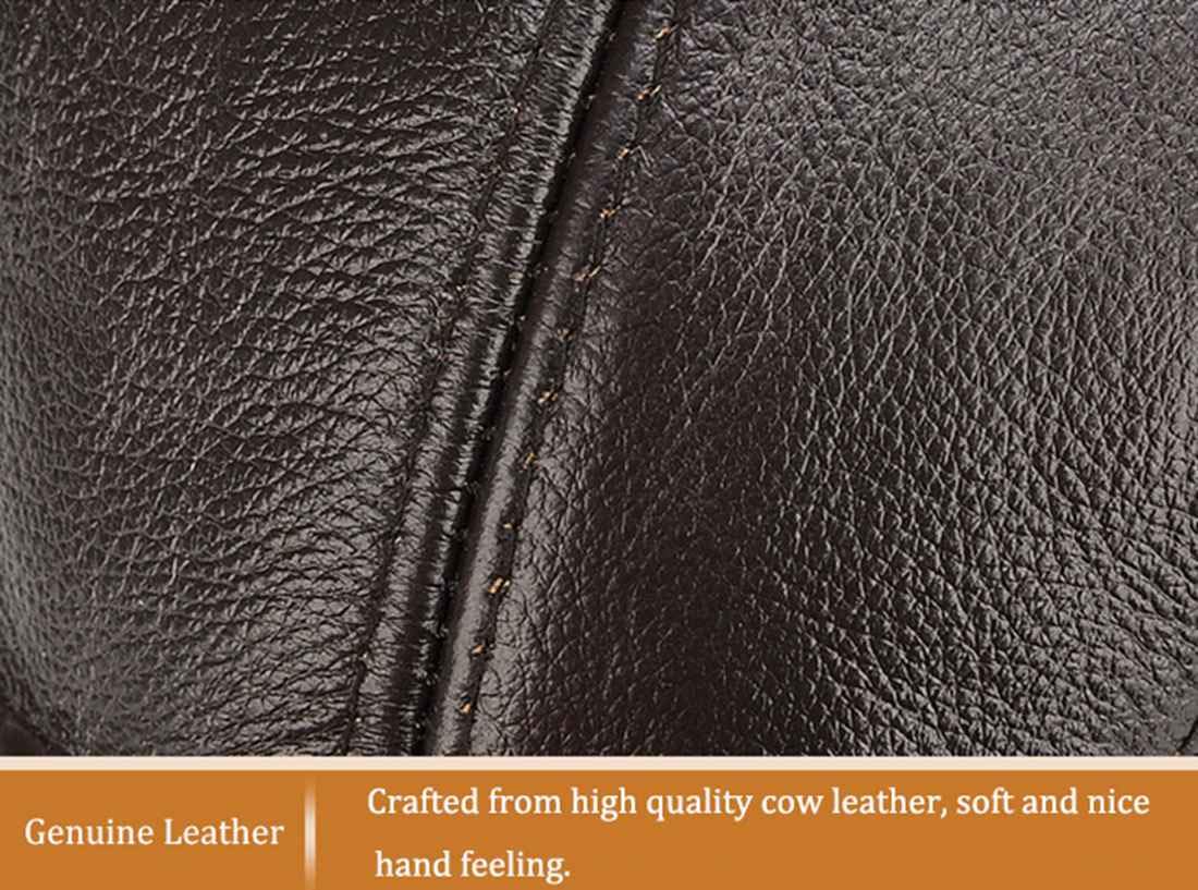 JNKET Mens Genuine Leather Baseball Cap Hat with Hidden Earmuff for Fall Winter (Light Brown)