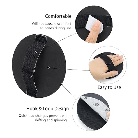 SCOTTCHEN Hand Sanding Pad, 5 Hand Sanding Hook and Loop pad, Hook and Loop Discs,with 5Sanding Discs Total 18pcs(Grit 60/150/240/320/400/600)