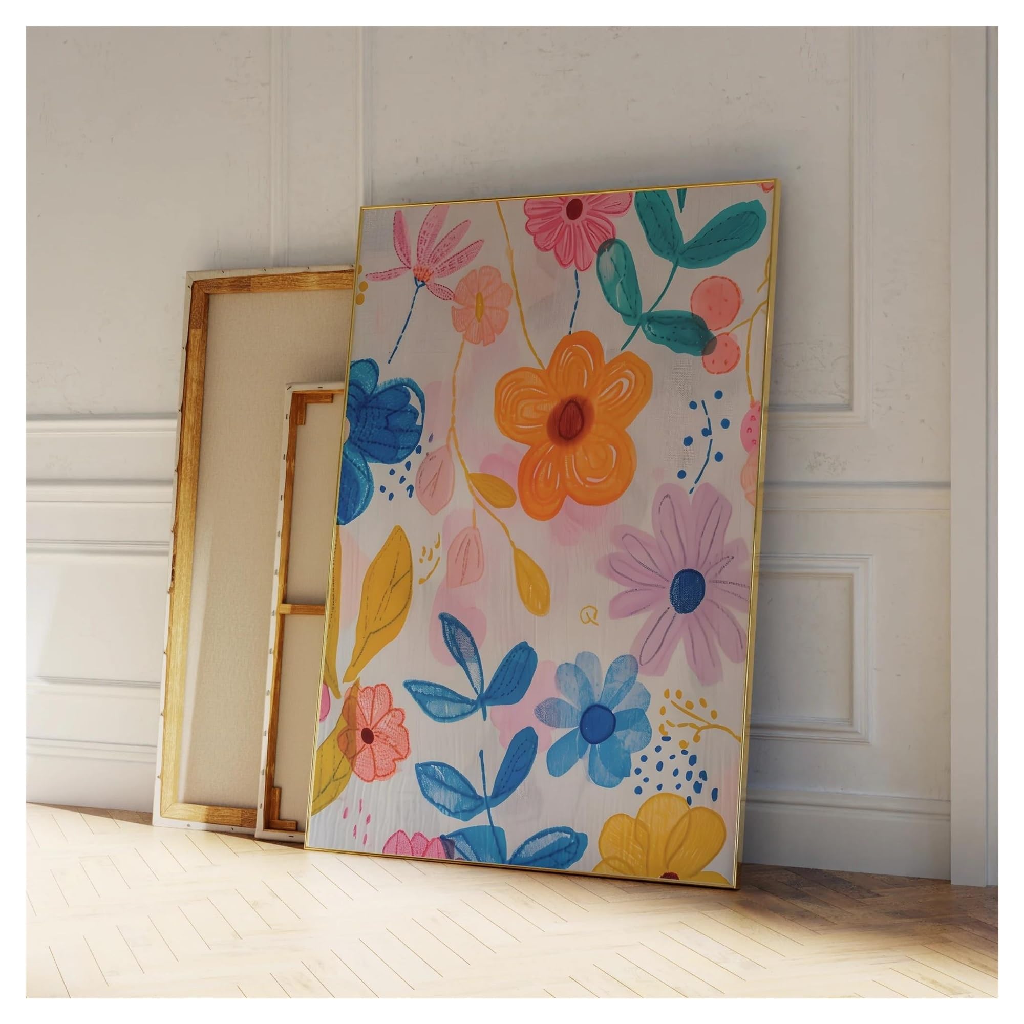 Art mural fleurs modernes 50x70cm pour raviver un mur blanc triste et vide