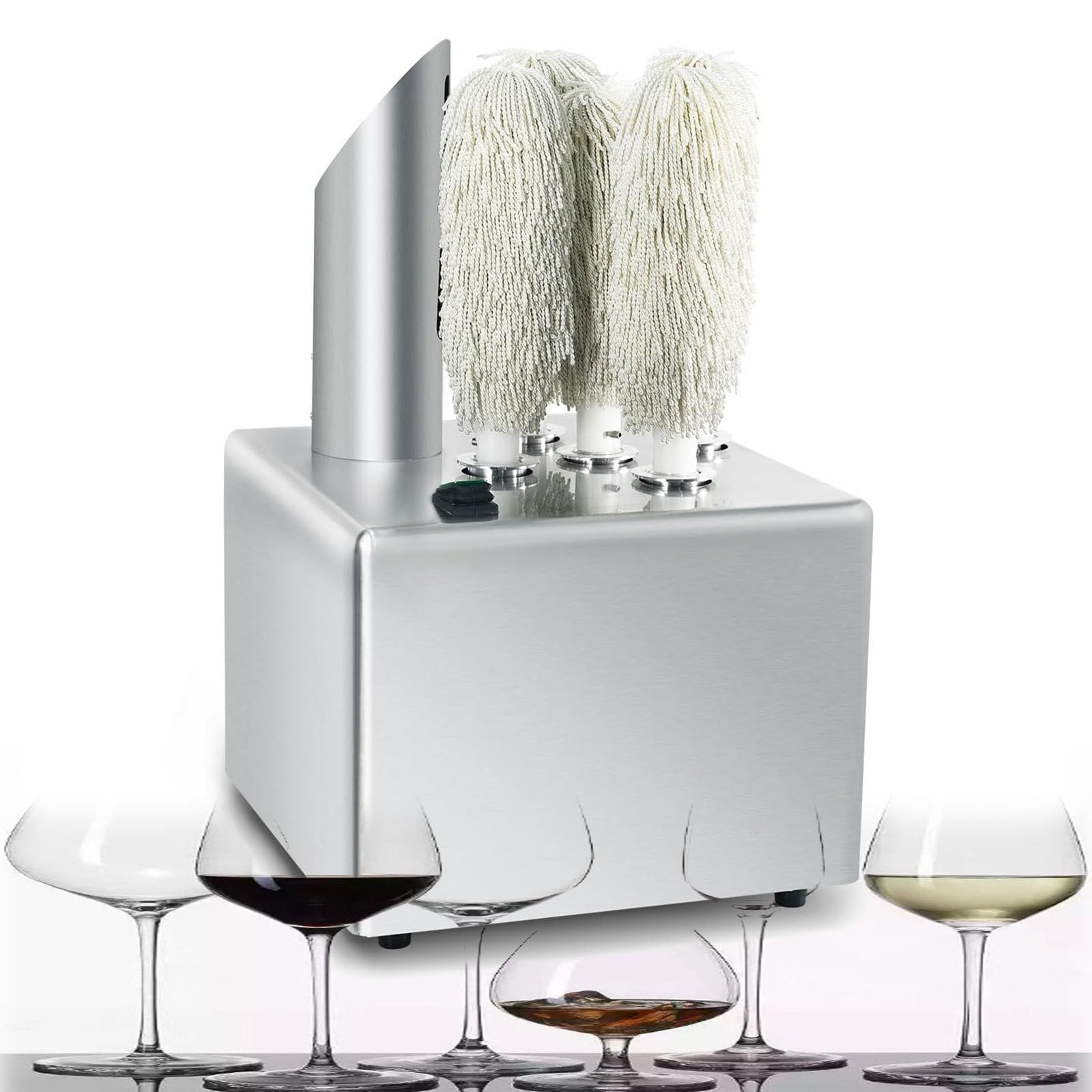 Polisseuse de verre à vin électrique commerciale en acier inoxydable haute efficacité 300-660 tasses/h pour bars lourds restaurants 5 têtes
