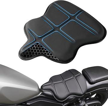 Turtle-Shaped Motorcycle Seat Cushion, Large 3D-Honeycomb Structure Pressure Relief & Breathable Motorcycle TPE Gel Seat Pad for Long Rides