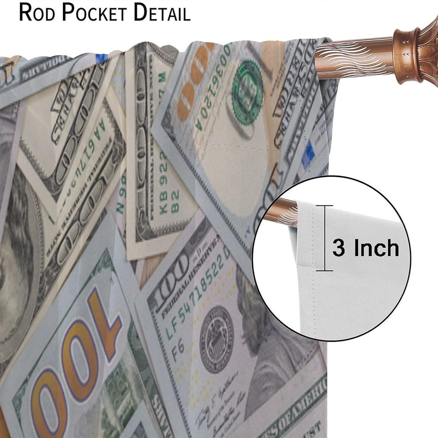 Dollar Blackout Curtains 100 Dollar Currency Vintage Style Printed Curtains Kitchen Bedroom Living Room Curtain Set 42x54 Inch 2 Panels