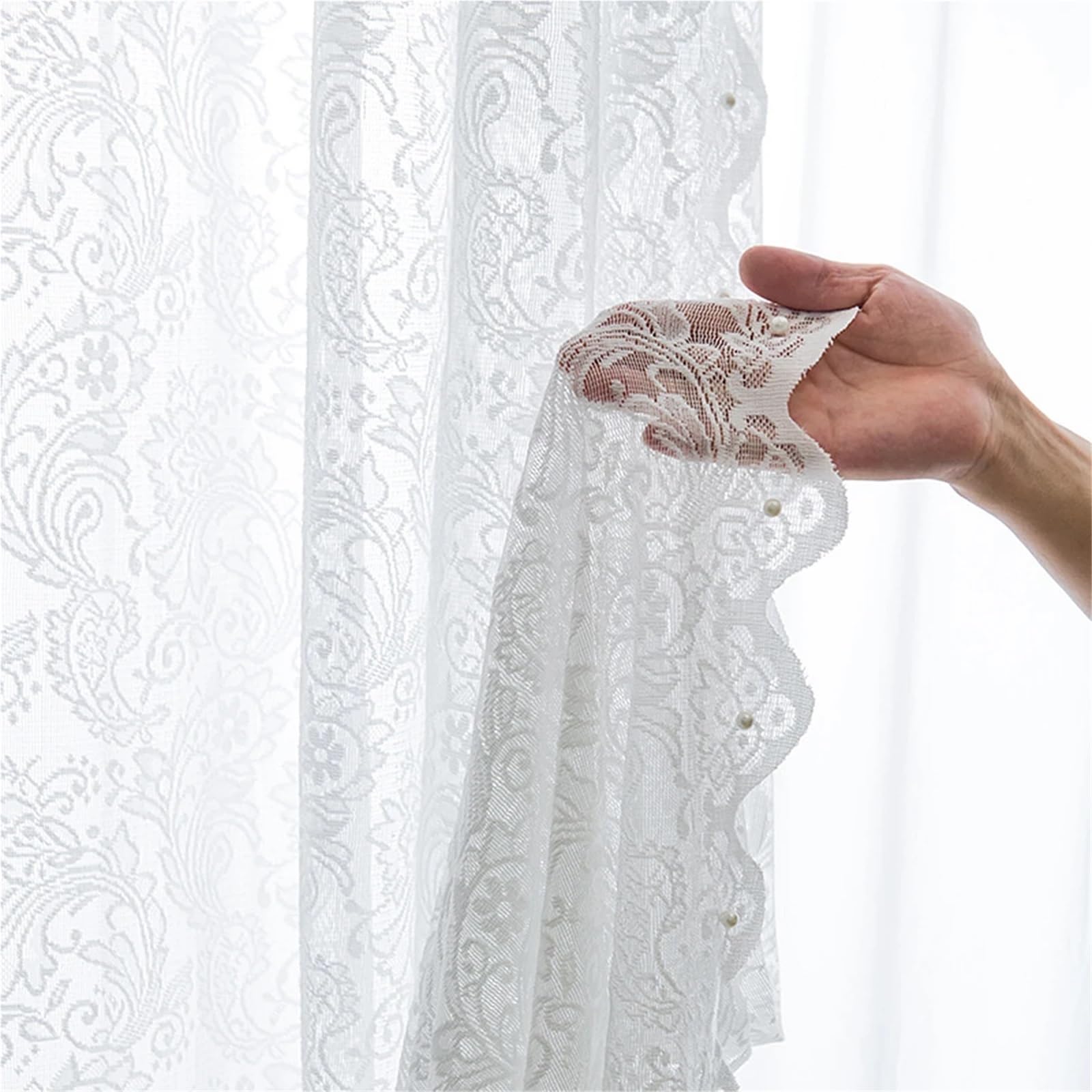 Voilage transparent en dentelle brodée florale romantique pour fenêtre et porte de salon Det Ele Vert 1 pièce Décoration d'intérieur