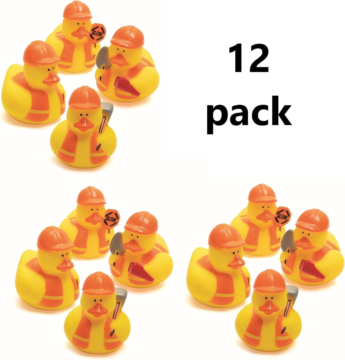 Fun Express Construction Rubber Duckies (Set of 12 Ducks)
