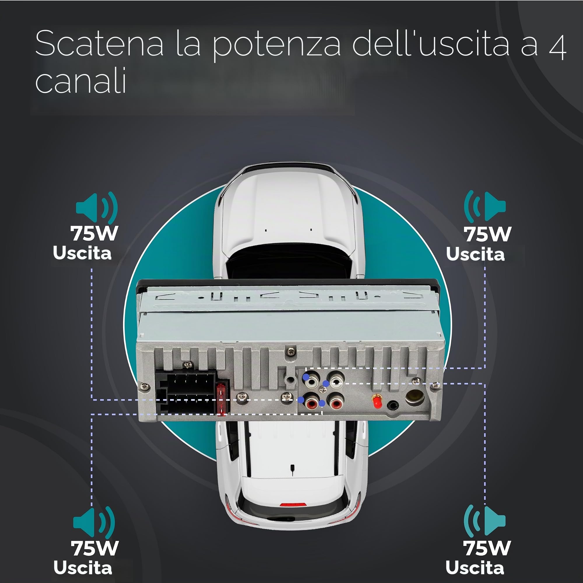 Caliber Autoradio Bluetooth 1DIN, sintonizzatore DAB+/FM, 4 x 75 W, USB/Micro SD, funzione di ricarica 2,1 A, ingresso ausiliario, vivavoce, microfono esterno, uscita RCA, antenna DAB+, 85 mm,