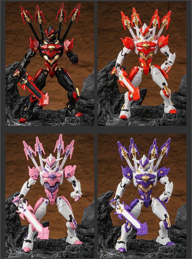 Demon Mecha Robot Action Figure, Multi-Jointed Movable Dummy T13 Articulated Cool Samurai Figure, Fantasy Demon Display Model (Assembly Required) (B-Flame Blade)