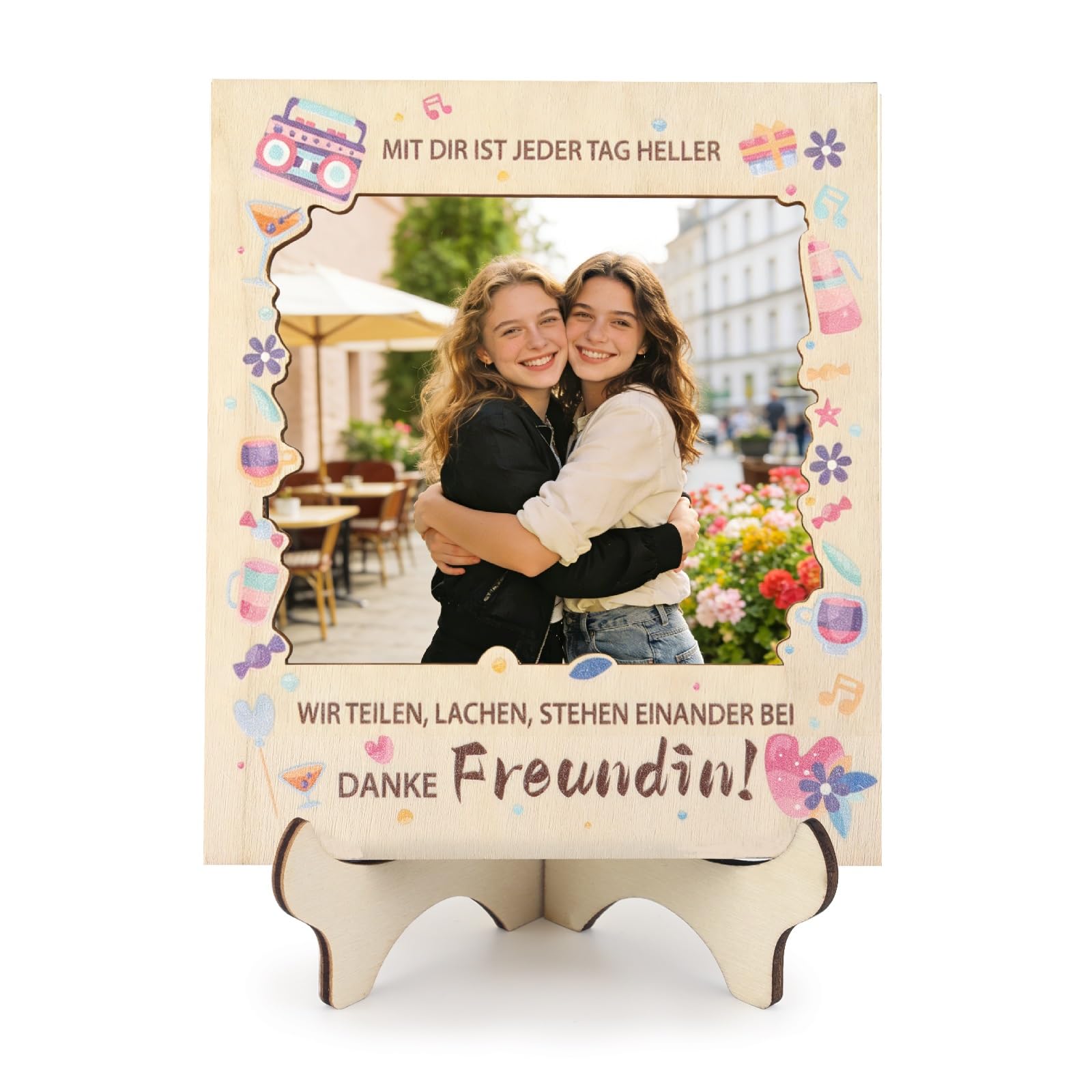 Belillpipi Geschenk Beste Freundin, Magnetischer Holz Bilderrahmen für Freundschaft - Perfektes Foto und Dankeschön-Beste Freundin Geschenke zu Geburtstag Valentinstag Jahrestag