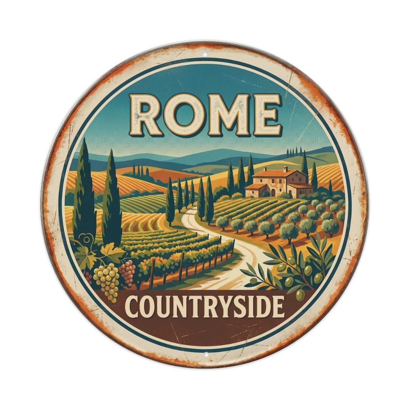 Retro Rome Italy Roman Heritage City Travel Metal Tin Sign