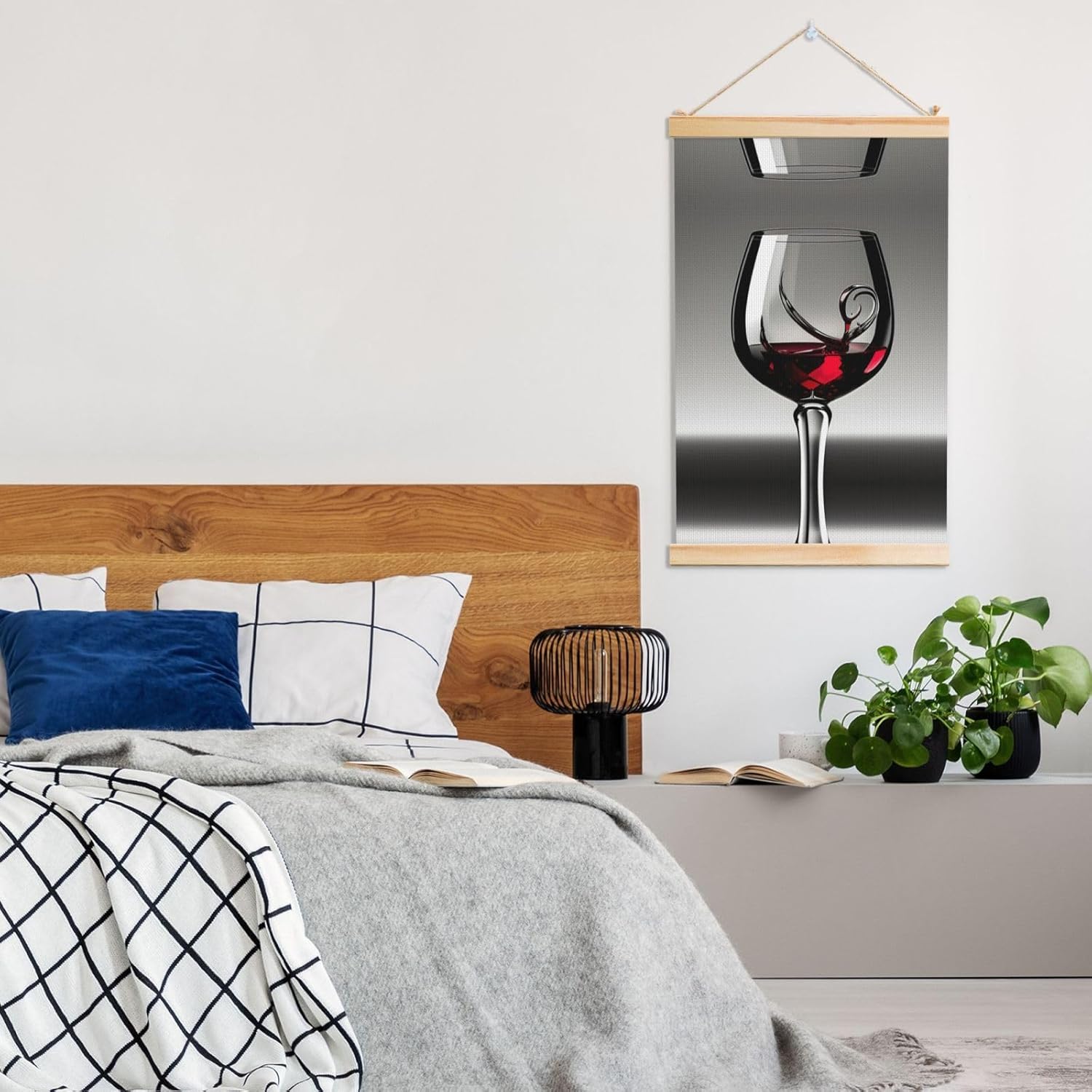 Wine Glass Print Poster Hanger,Hanging Poster, Poster Frame,Wood Poster Hanger, For Wall Hanging