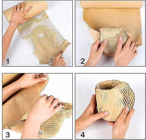 Miniatura 2 de Papel de embalaje de panal ecológico, rollo de envoltura de panal de abeja de 15 pulgadas x 820 pies para envíos en mudanza, regalos de embalaje,