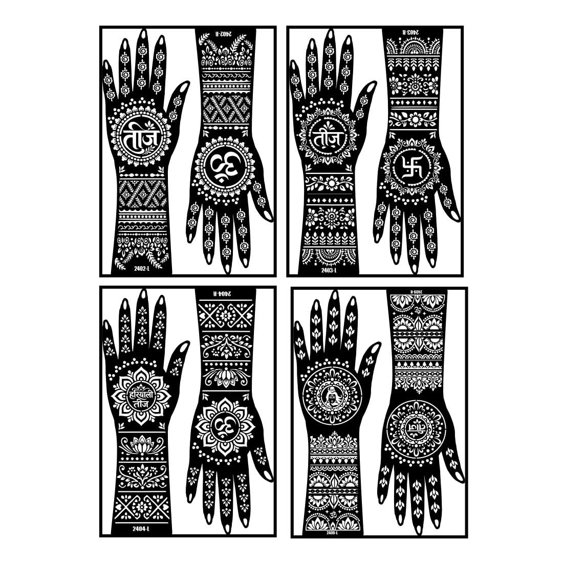 Lord Shiva & Teej Mehndi Stencil Sticker Combo For Teej Festival-image-27
