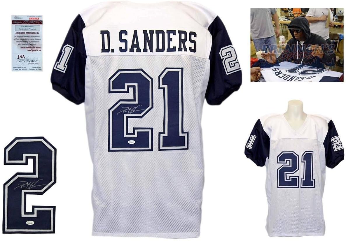 Deion Sanders Autographed Jersey White Witness w Photo