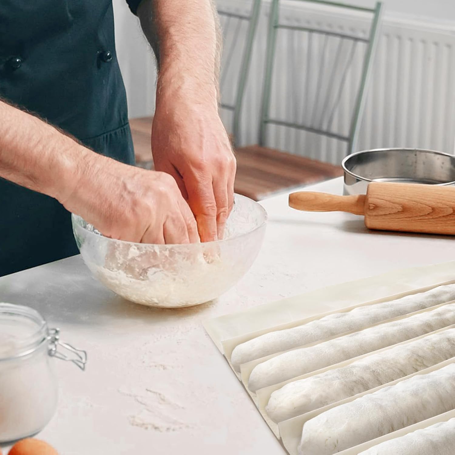 6pcs 100% cotton Tea Towels for Baking Sourdough - 28" Unbleached Bread Basket Flour Sack Towels, Proofing Cover Cloth for Dough Raising Baguettes Loaves Ciabatta, Bread Making Accessories Bakers Gift - Image 5