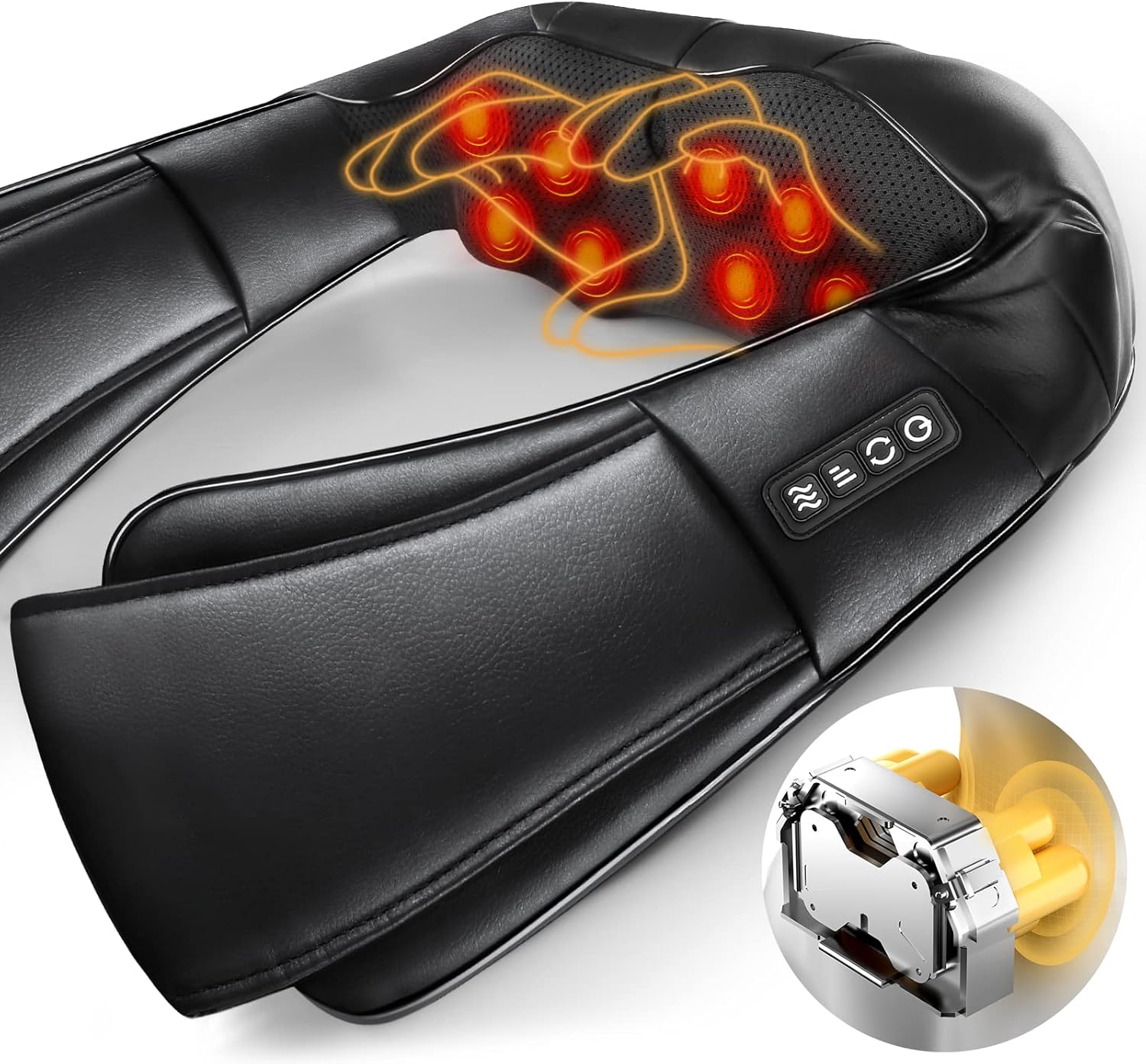 Neck and Back Shiatsu Massager with Soothing Heat.Electric Deep Tissue 4D Kneading Massagers for Neck and Back,Shoulder. Best Gifts for Women Men Mom Dad- for Muscle Pain