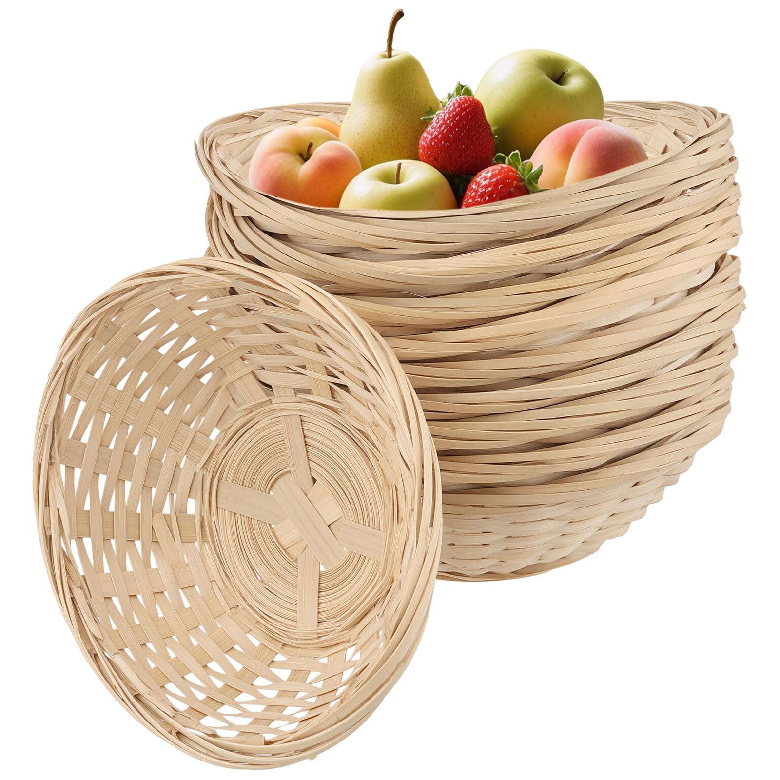 MAKTSAM 10 PCS 18x14 cm Bamboo Bread Basket, Oval Bamboo Wicker Basket, Practical Bread Baskets Woven for Food Storage