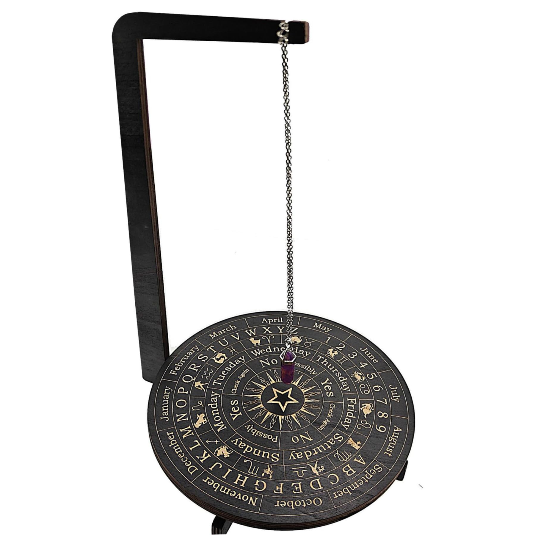 Support pendule en bois avec étagère d'affichage cristal