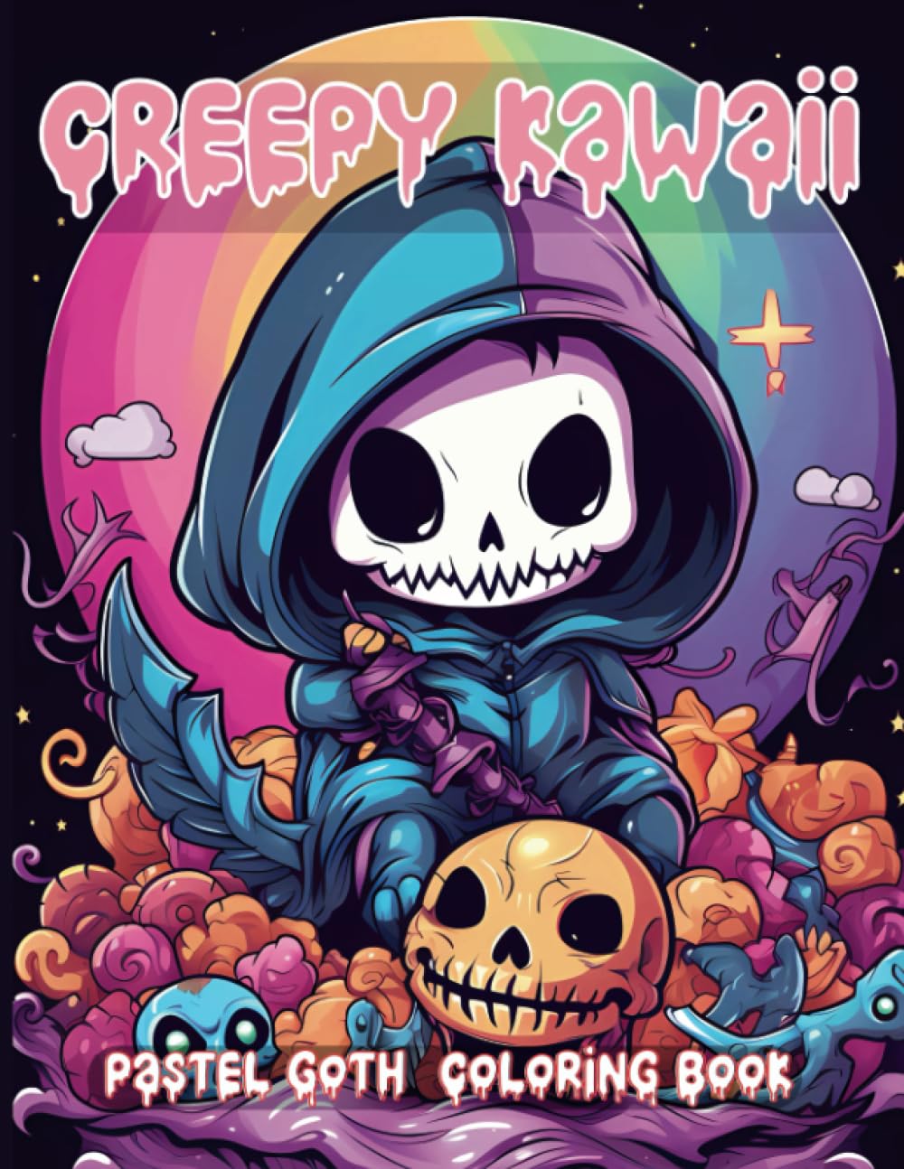 Creepy Kawaii Pastel Goth Coloring Book: Cute And Spooky Gothic Coloring Designs for Adults Relaxation And Stress Relief