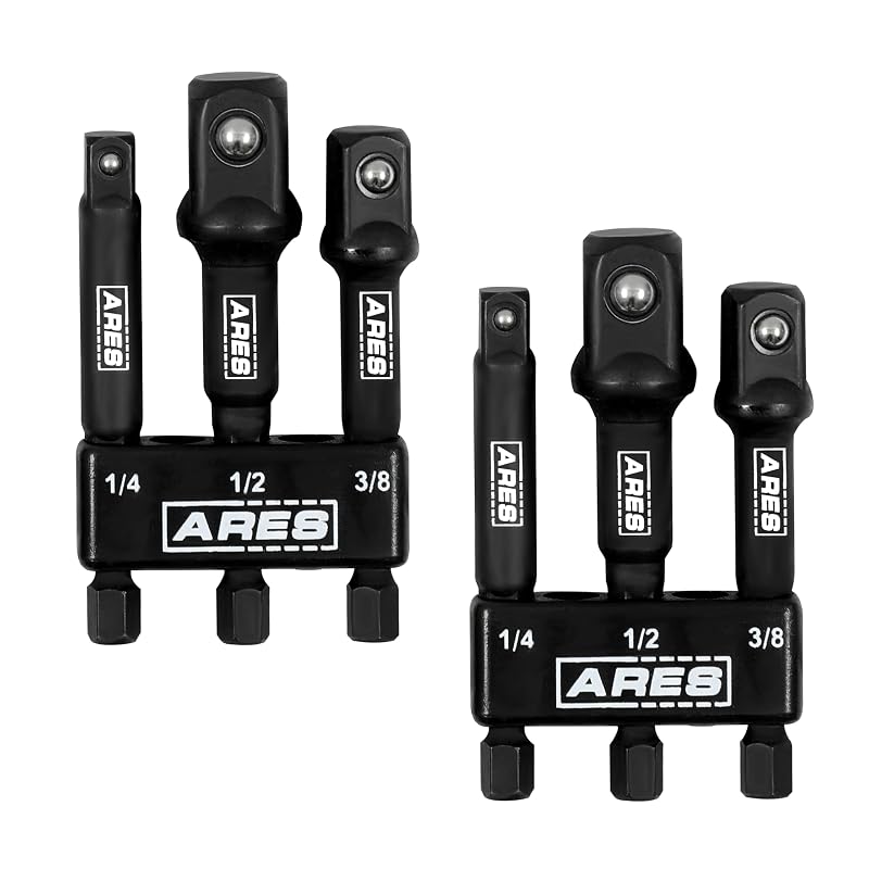 Adaptadores de Soquete para Furadeira de Impacto ARES 22048, Haste Hexagonal de 6,35 mm e 7,6 cm, Kit com 6 Peças