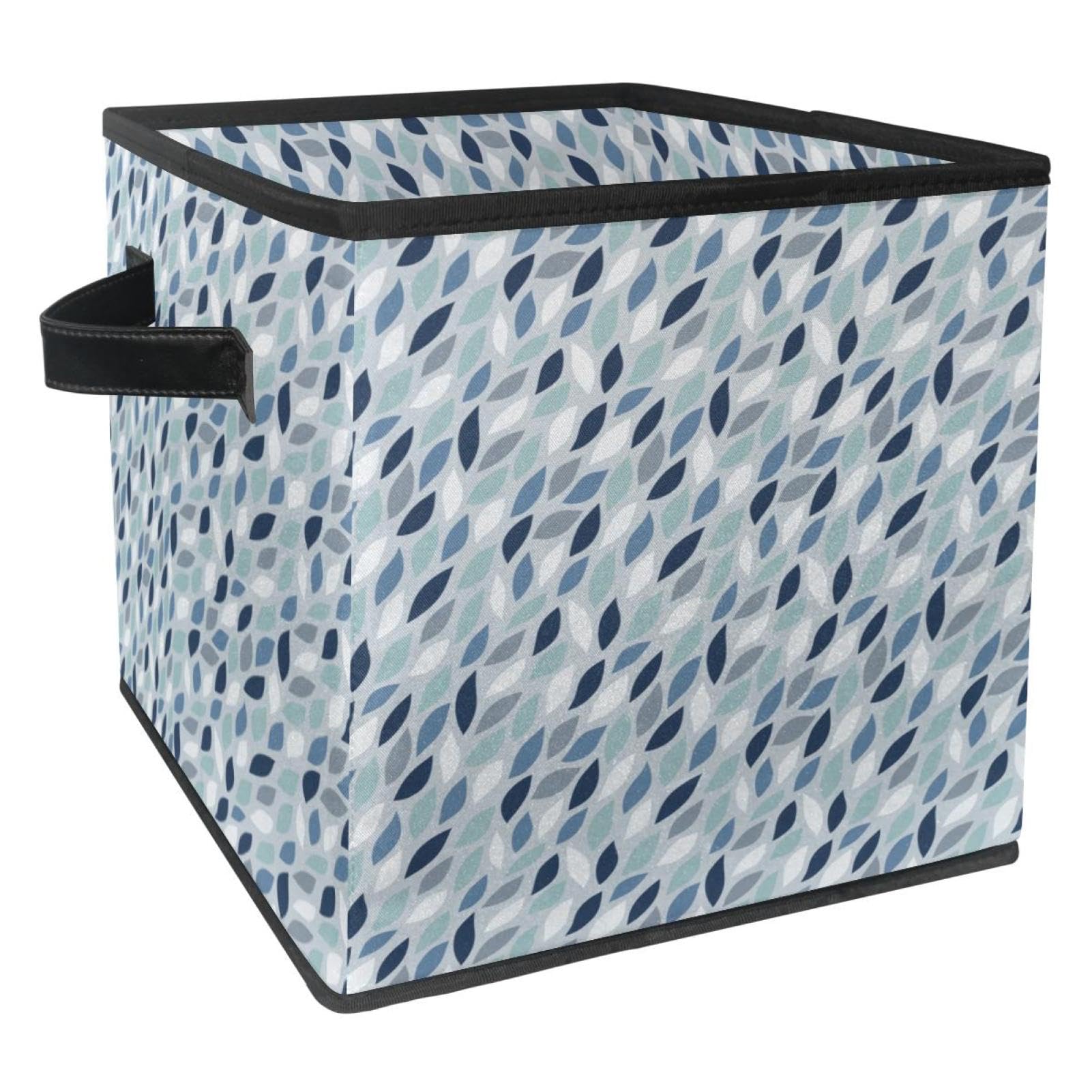 Boîte de rangement cube en tissu motif pétales bleus pour sublimer la chambre à coucher
