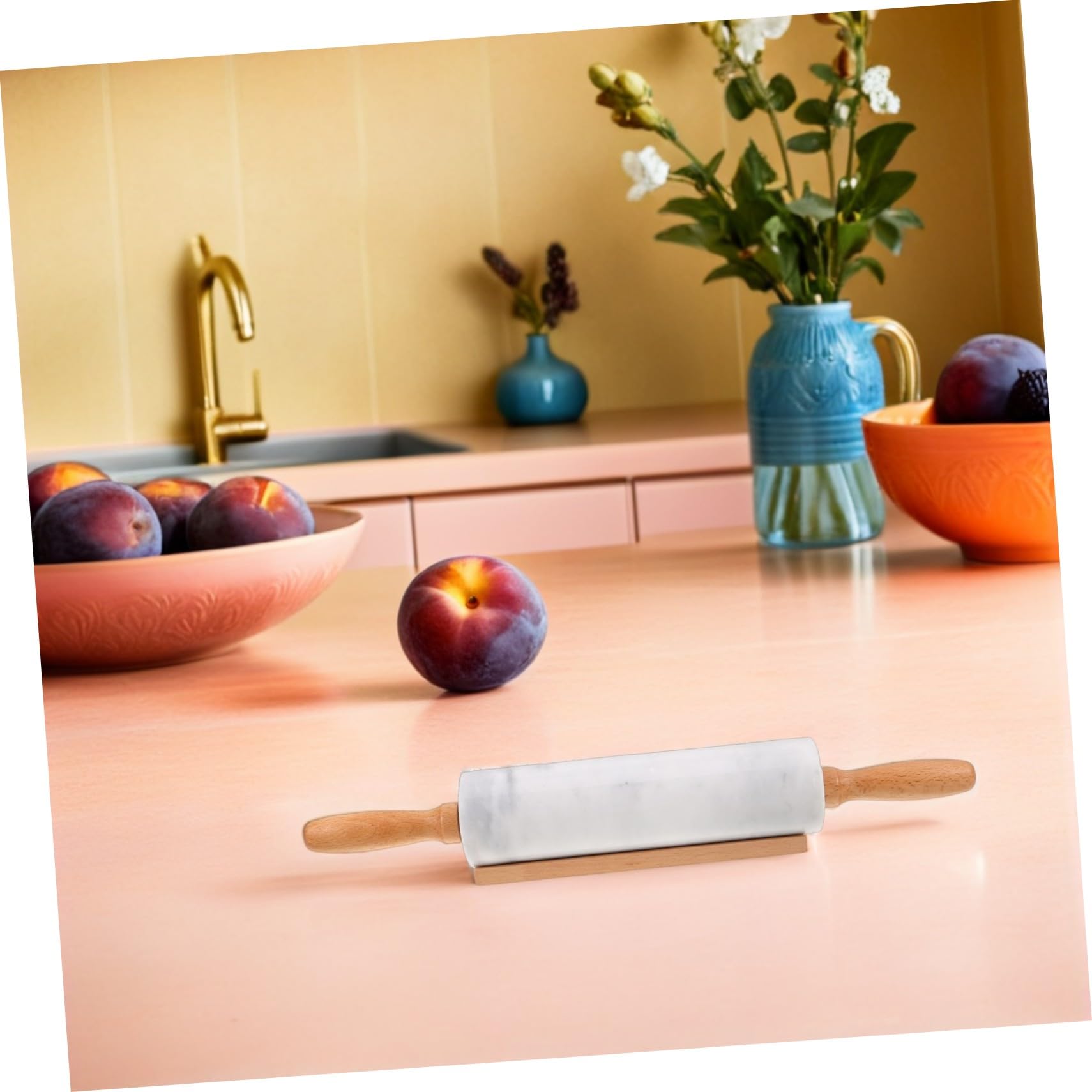 3piezas Rodillo de Mármol para Repostería Rodillo Pequeño sin Mango Apto para Uso Alimentario para Hornear Fondant y Masa