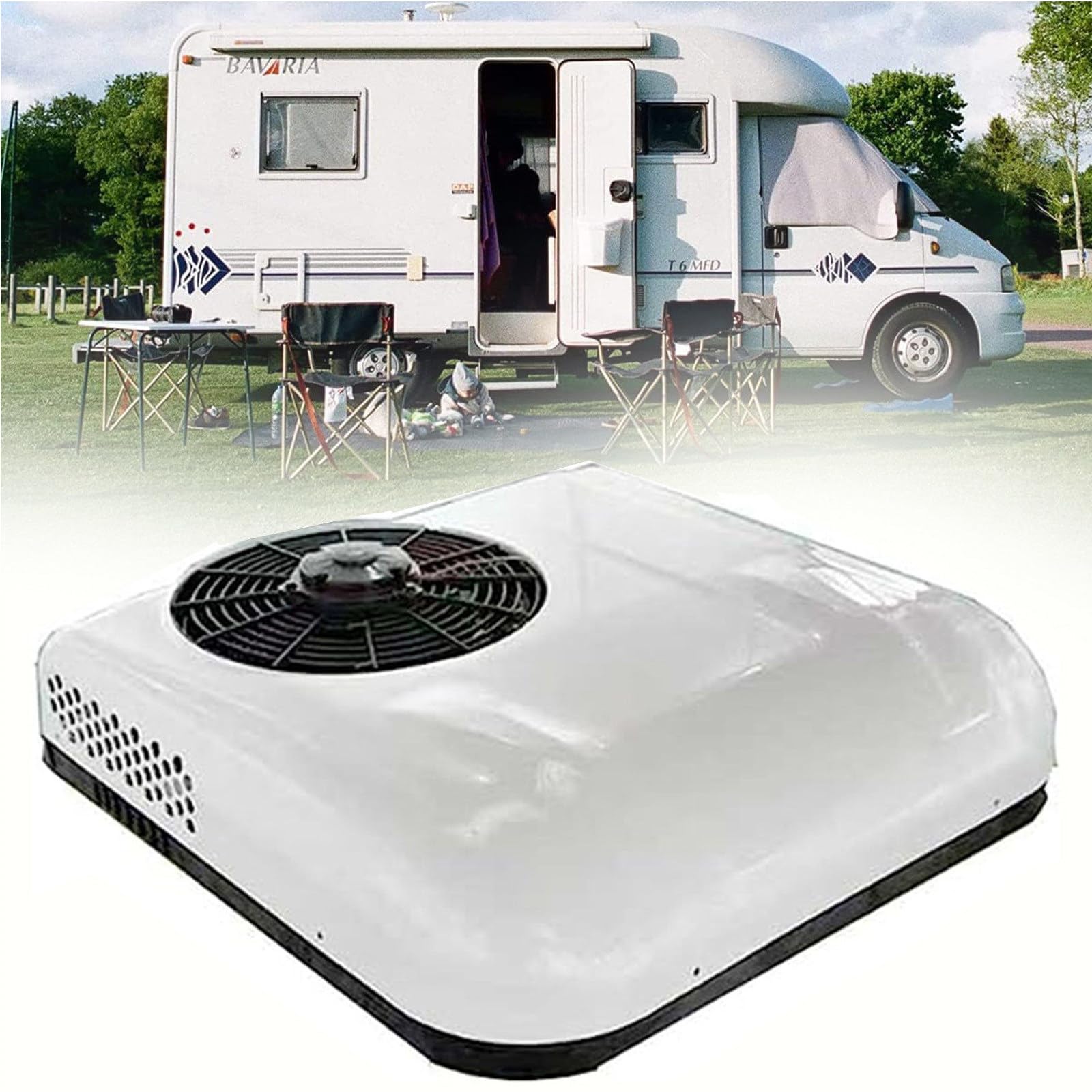 Aire Acondicionado para Vehículos Recreativos,12V 24V CA Silenciosos,Unidad Aire Acondicionado Vehículos Recreativos,Aire Acondicionado Frío,Bajo Ruido Aire Acondicionado Camion,White-24V
