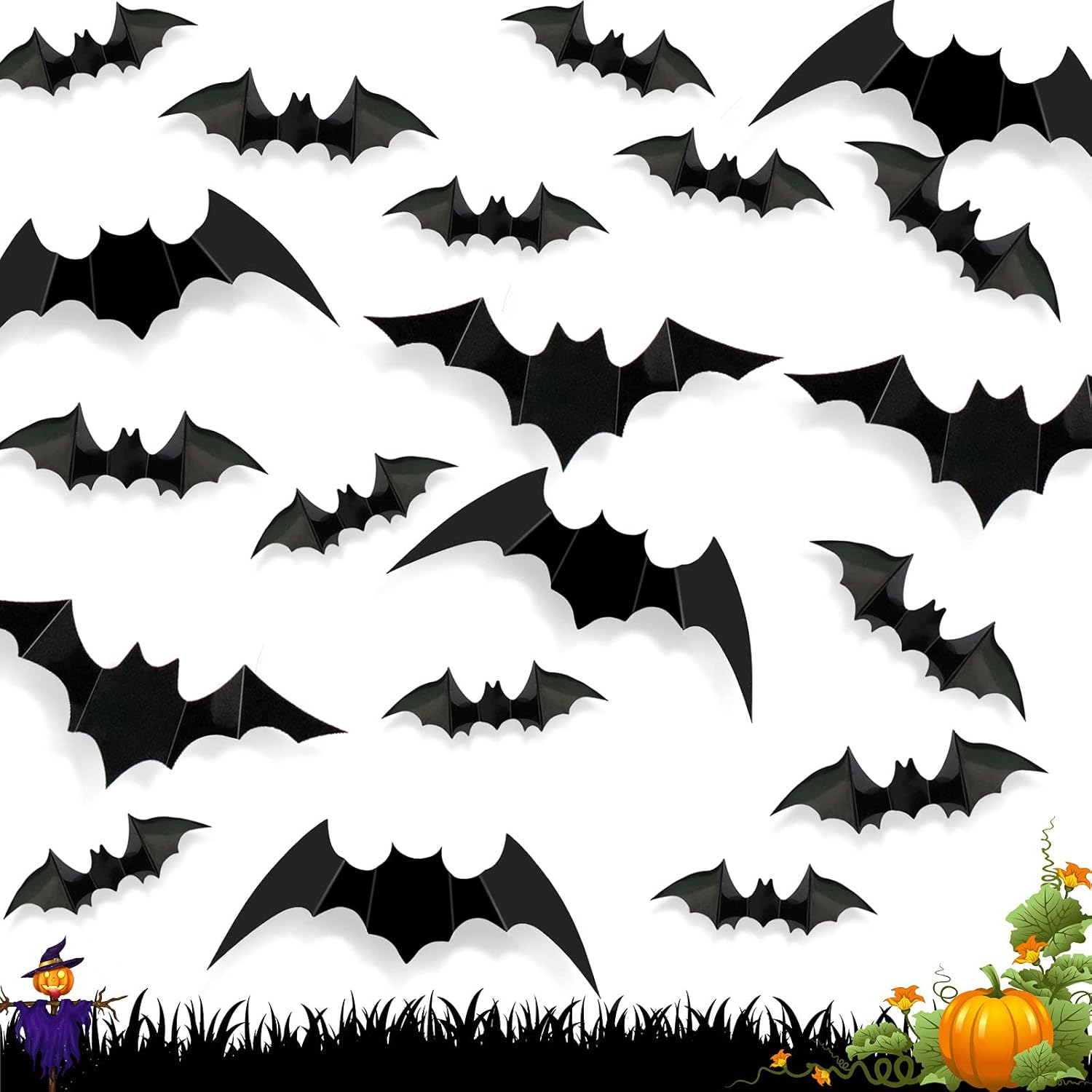 Halloween Bats Stickers Decor, 60 Pcs 3D Bats Wall Decals Stickers, DIY Halloween Party Supplies 4 Different Sizes PVC Bats Decorative, Scary Black Waterproof Spooky Bats for Window Room Wall Decor : Tools & Home Improvement