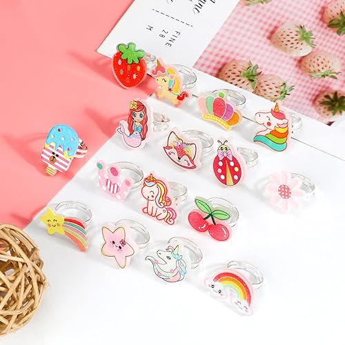 Miniatura 3 de 16 anillos de joyería para niñas pequeñas, anillos ajustables, lindos anillos de sirena de zorro para niños, anillos de simulación y disfraces,