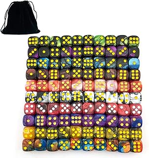 100-Pack Two Color 12mm Round Angle Six Sided Dice Die with Free Pouch for Tenzi, Farkle, Yahtzee, Bunco or Teaching Math