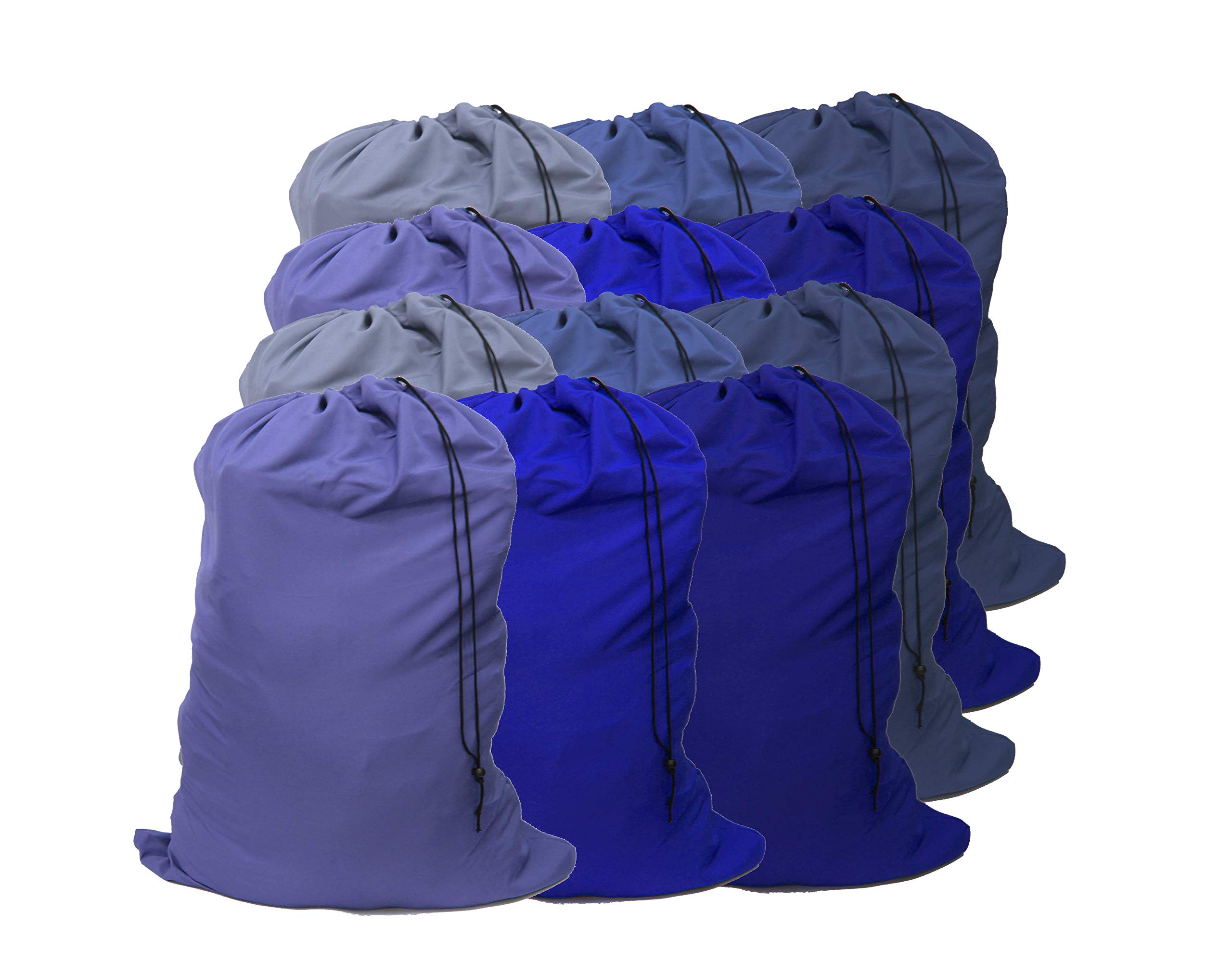 YETHAN Extra Large Laundry Bag 12 Pack, Blue, Travel Laundry Bags with Drawstring Closure, 30"x40", for College, Dorm and Apartment dwellers.