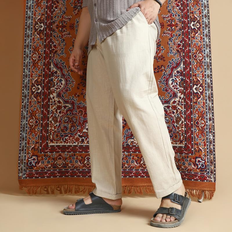 Image of Instafab Plus Men's Trousers for Casual Wear | Mid-Rise | Regular Fit | Button Closure | Plus Size Trousers Crafted with Comfort Fit for Everyday Wear