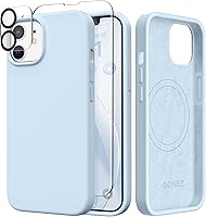Vista 251 de GONEZ Funda de silicona para iPhone 14 Pro Max, compatible con MagSafe, con protector de pantalla + protector de lente de cámara, silicona líquida a