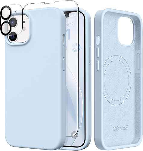 Miniatura 251 de GONEZ Funda de silicona para iPhone 14 Pro Max, compatible con MagSafe, con protector de pantalla + protector de lente de cámara, silicona líquida a