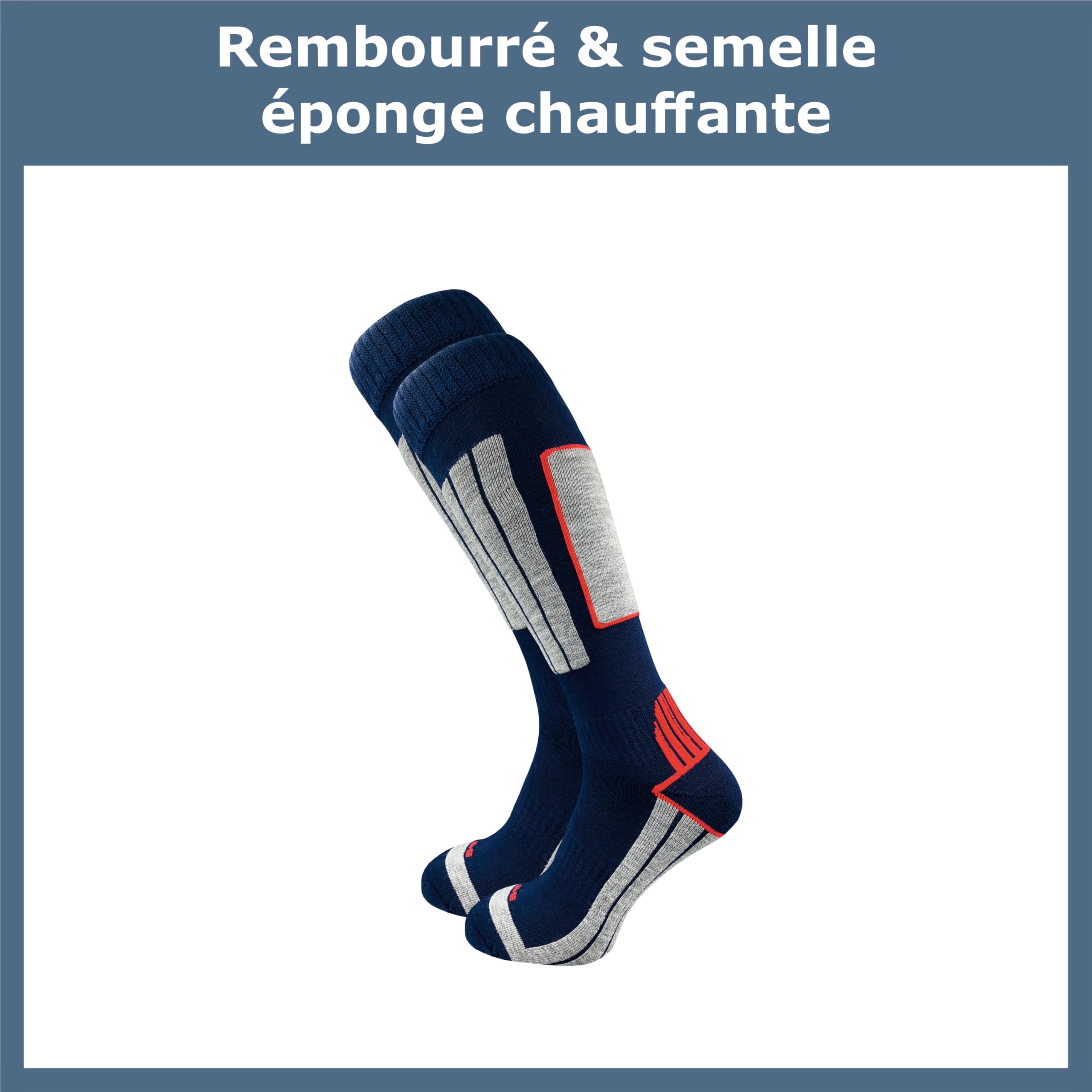 GAWILO Chaussettes de ski pour hommes avec laine chaude et rembourrage fonctionnel spécial | 4 paires