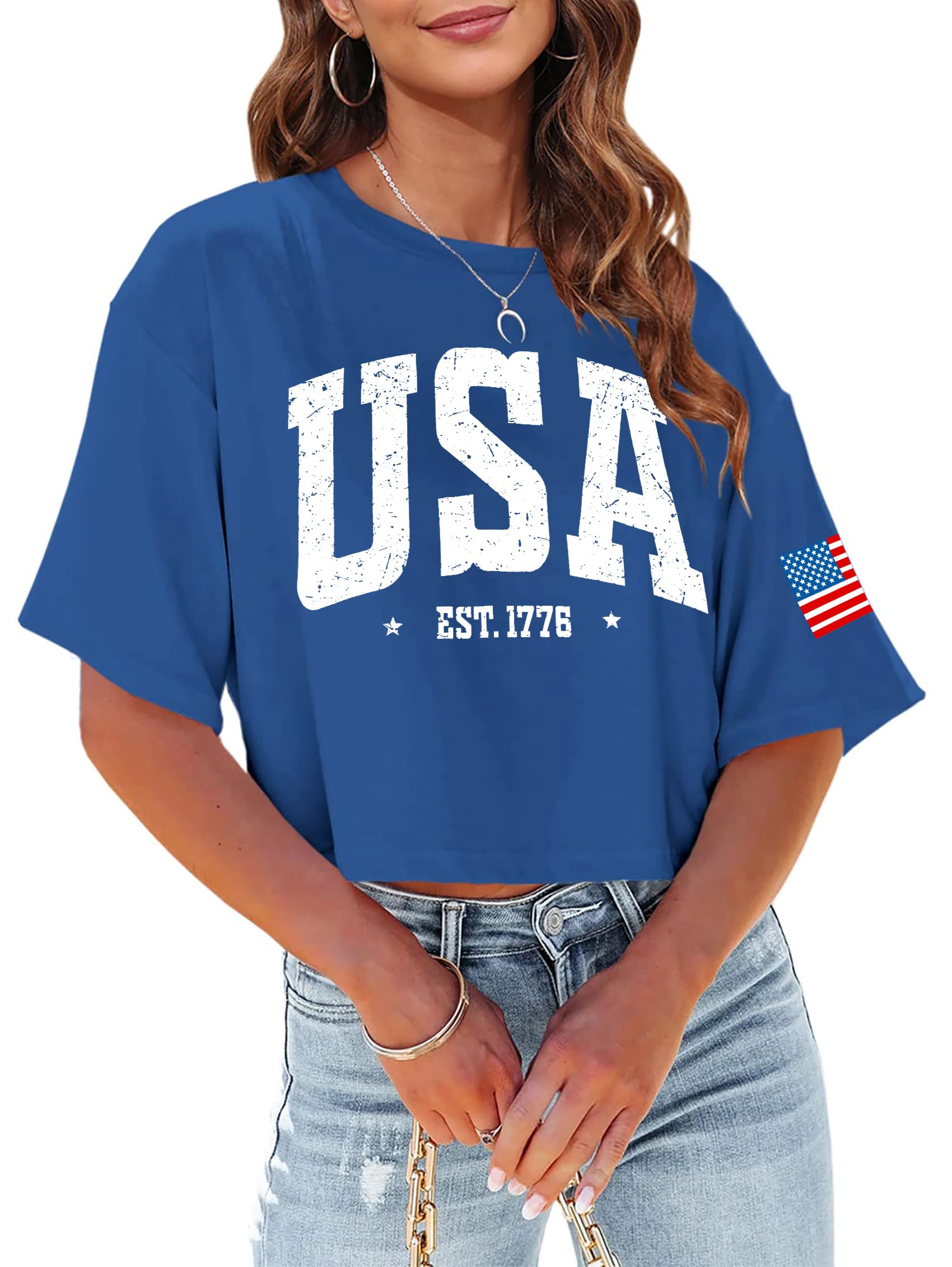 4. Juli Shirt Damen - Patriotisches USA T-Shirt Vintage Style