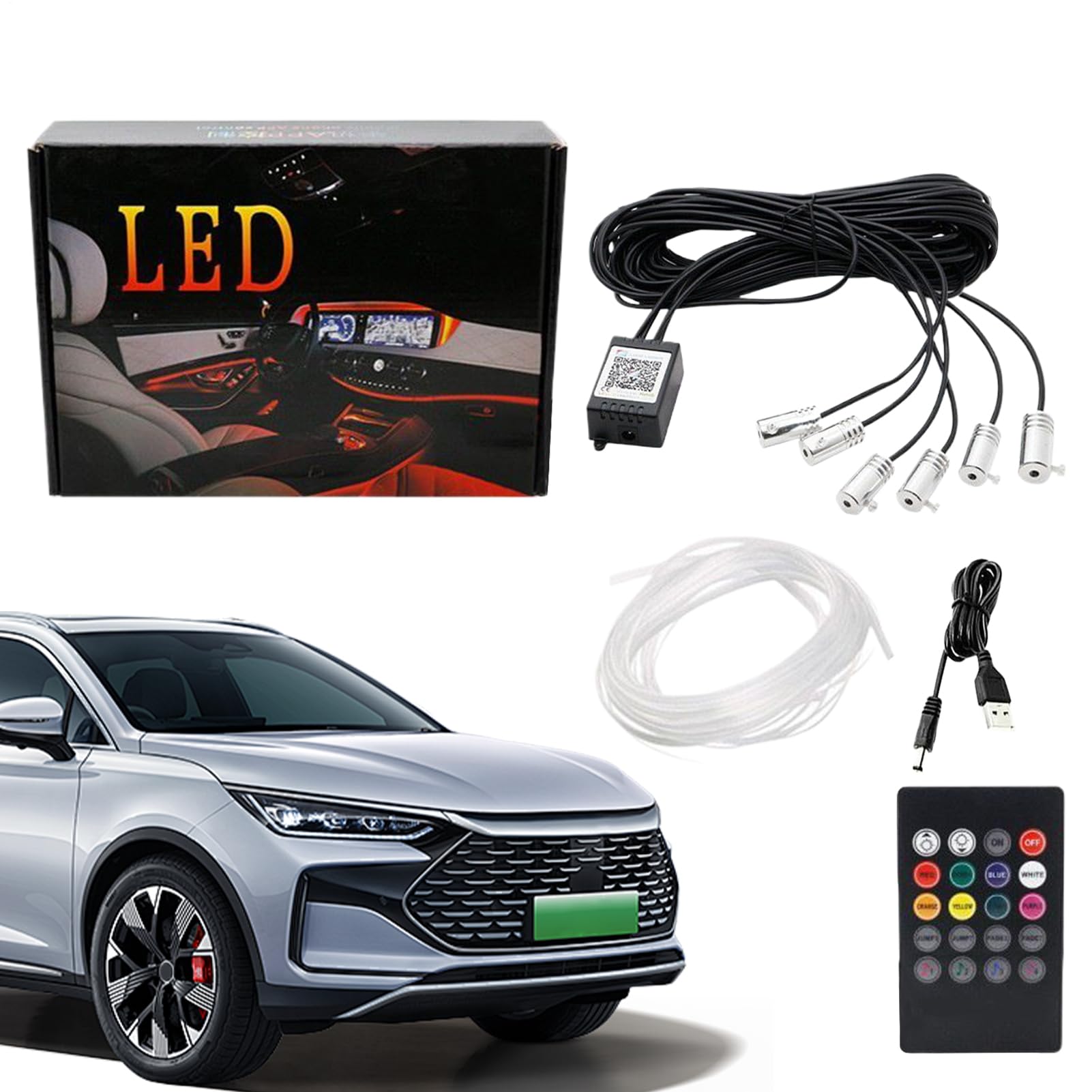 Luces para el interior del coche con app y cinta de ambiente de 8 metros 8