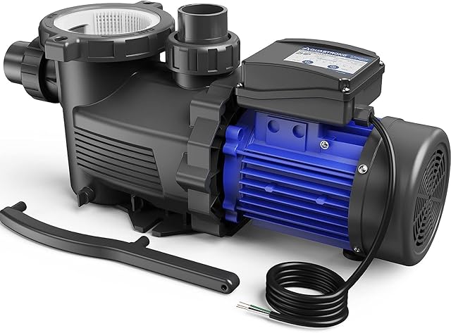 AQUASTRONG 2 HP In/Above Ground Pool Pump with Timer, 220V, 8917GPH, High Flow, Powerful Self Primming Swimming Pool Pumps with Filter Basket