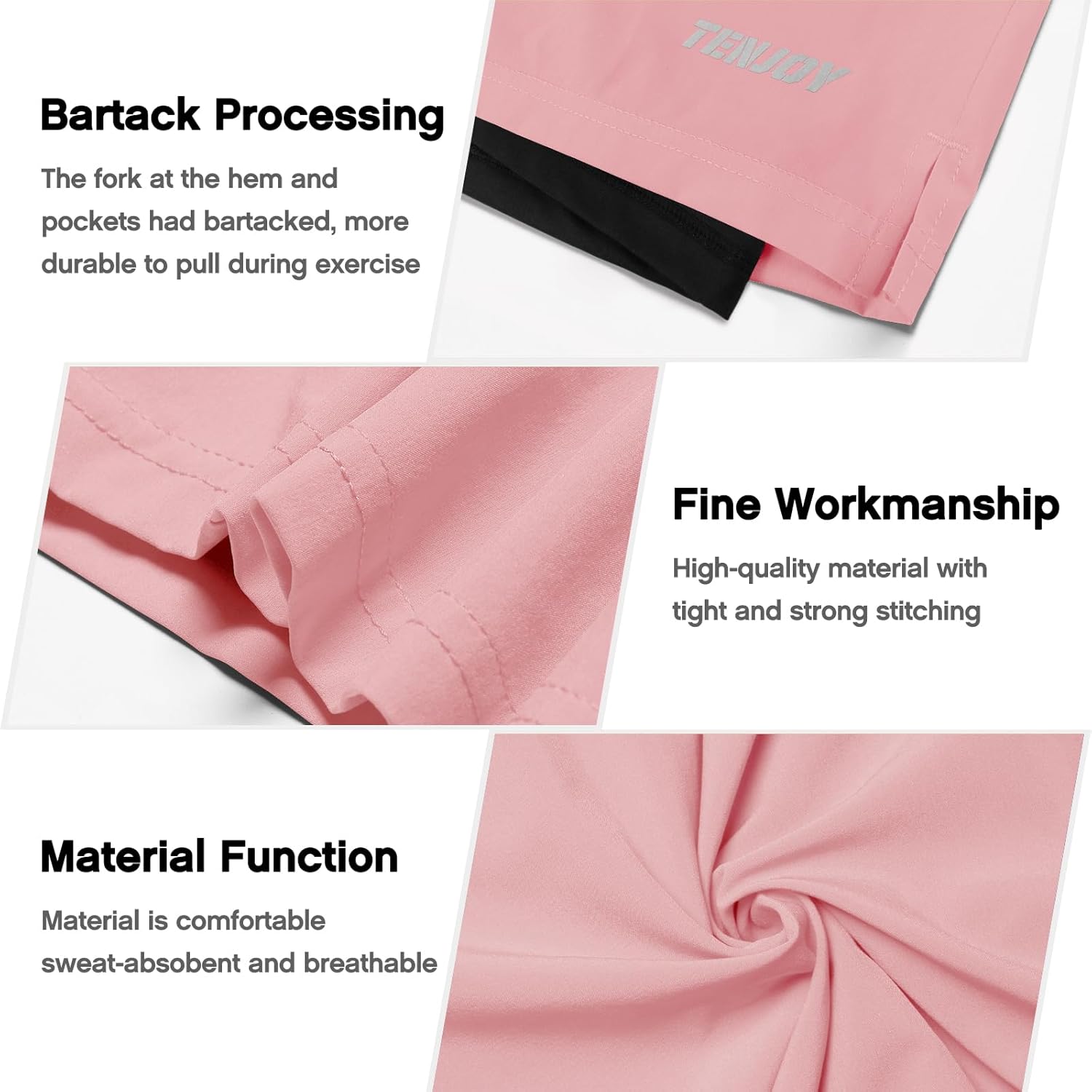 TENJOY Men's 2 in 1 Running Shorts 5 in or 7 in Quick Dry Gym Athletic Workout Shorts for Men with Phone Pockets