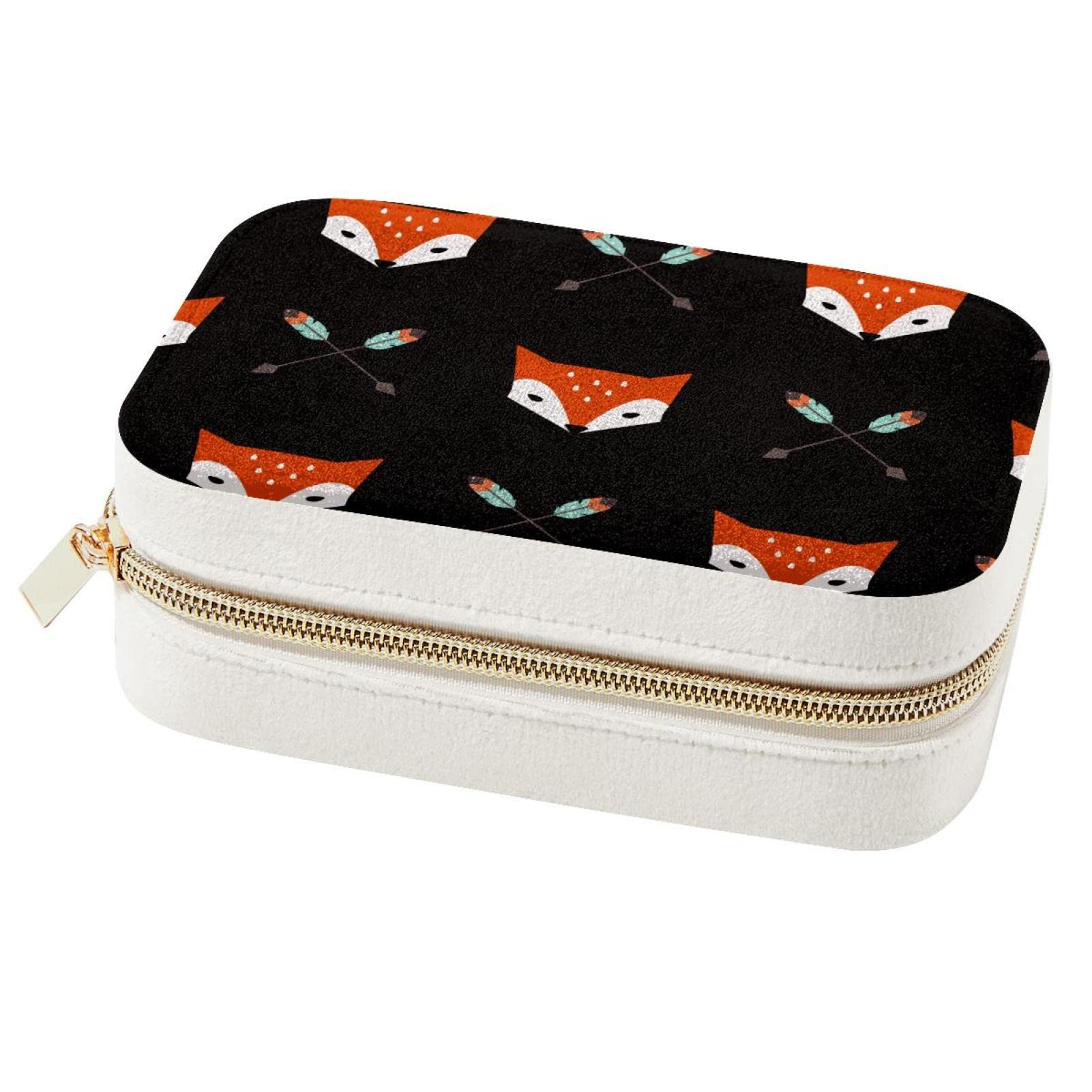 Boîte à bijoux de voyage renard noir pour ranger vos boucles d'oreilles en week-end et vacances