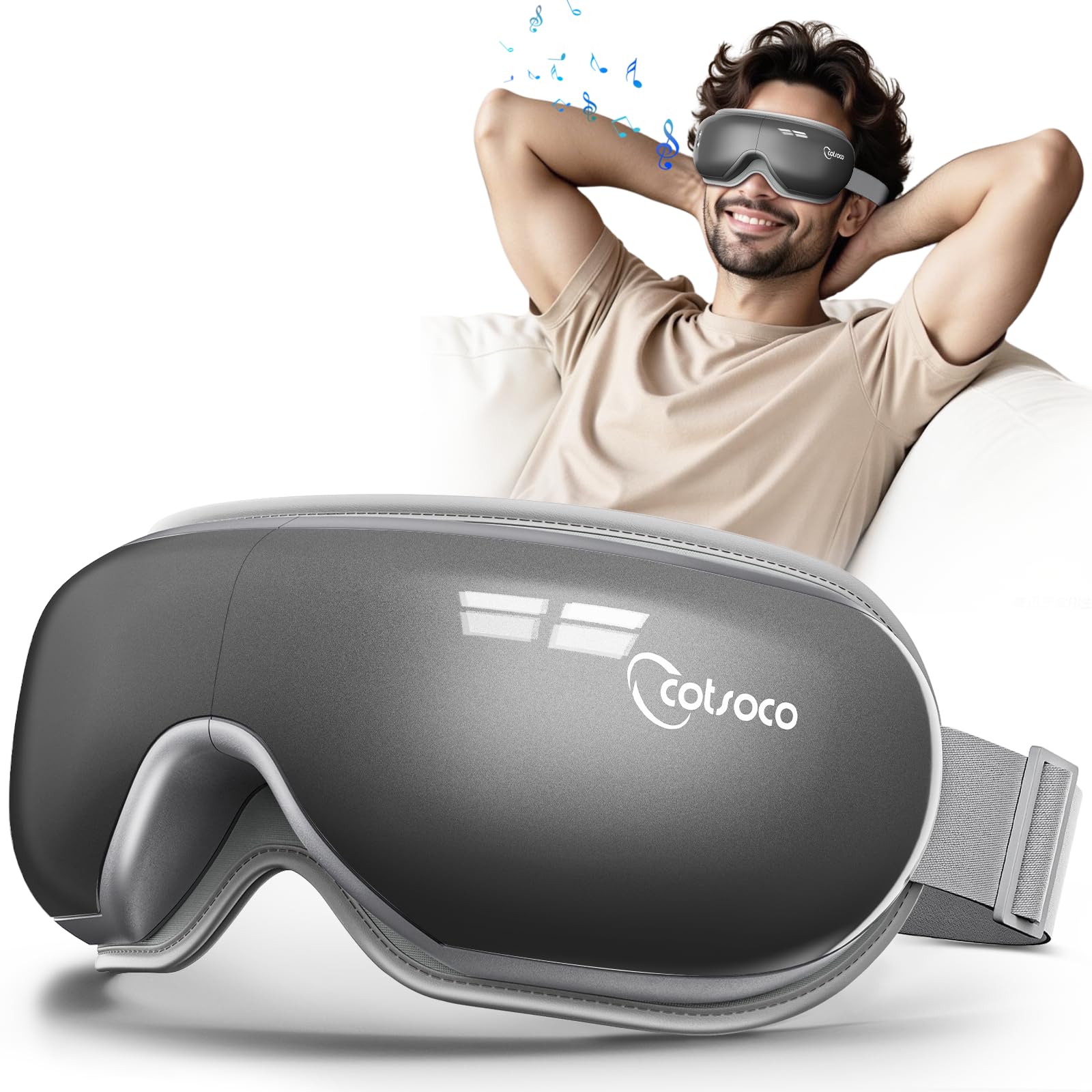 cotsoco Eye Massager with Heat Bluetooth Music Mothers Day Birthday Gifts for Women Reduce Eye Strain Headache Relief