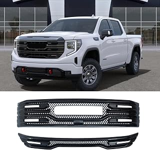NINTE Front Lower Grill Cover For 2022-2025 GMC SIERRA 1500 SLT AT4 Gloss Black Painted Front Grille Cover Car Accessories Exterior Trim (Not the Replacement)