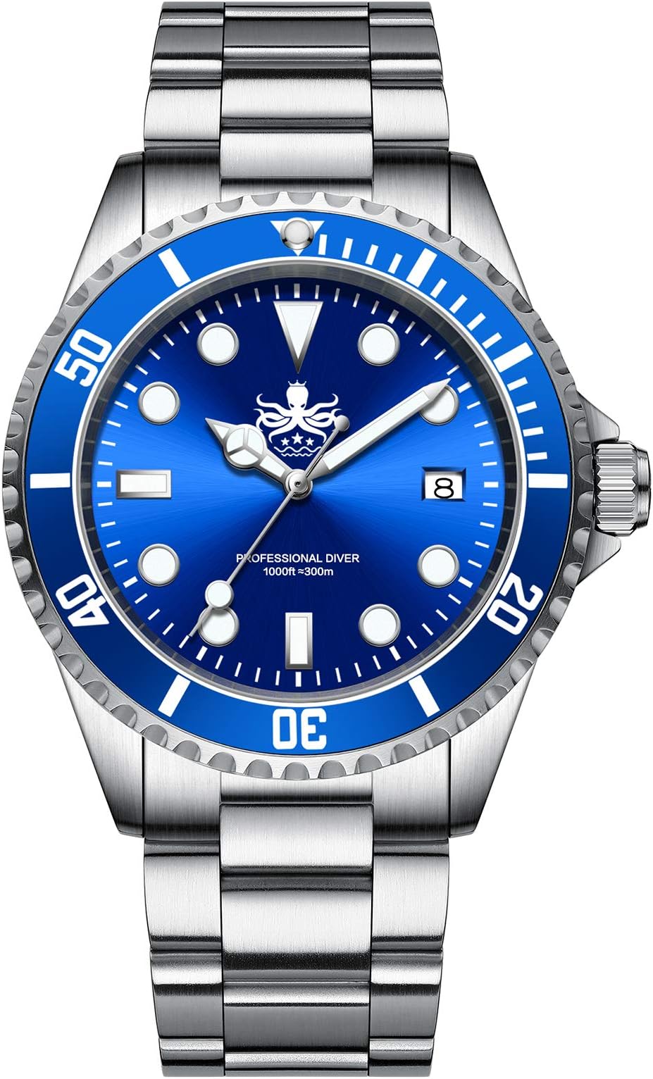 PHOIBOS 300M Diver Men's Watch Analog Quartz with Stainless Steel Bracelet PX002B