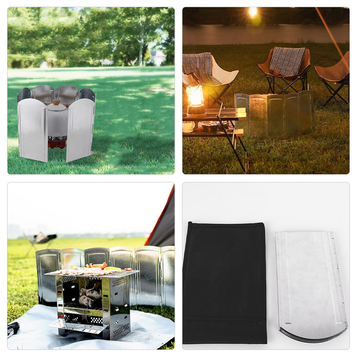 TOYANDONA Paraventi Pieghevoli per Campeggio Antivento Leggero per Fornelli Barbecue Strumenti Antivento da Campeggio per Cucinare all Aperto Realizzati in Lamiera Zincata