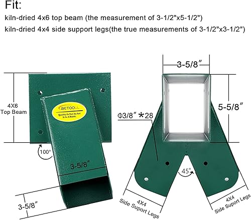 Miniatura 4 de BETOOLL - Juego de 2 soportes para columpio en forma de A con herramientas de montaje (verde)