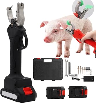 Cordless Livestock Tagging Tool,Efficient Electric Ear Tag Plier for Livestock Tag - for Cattle, Pigs, Sheep, Goats, Cows - 2 * 1300mah Battery Powered Supply/Easy Installation,D