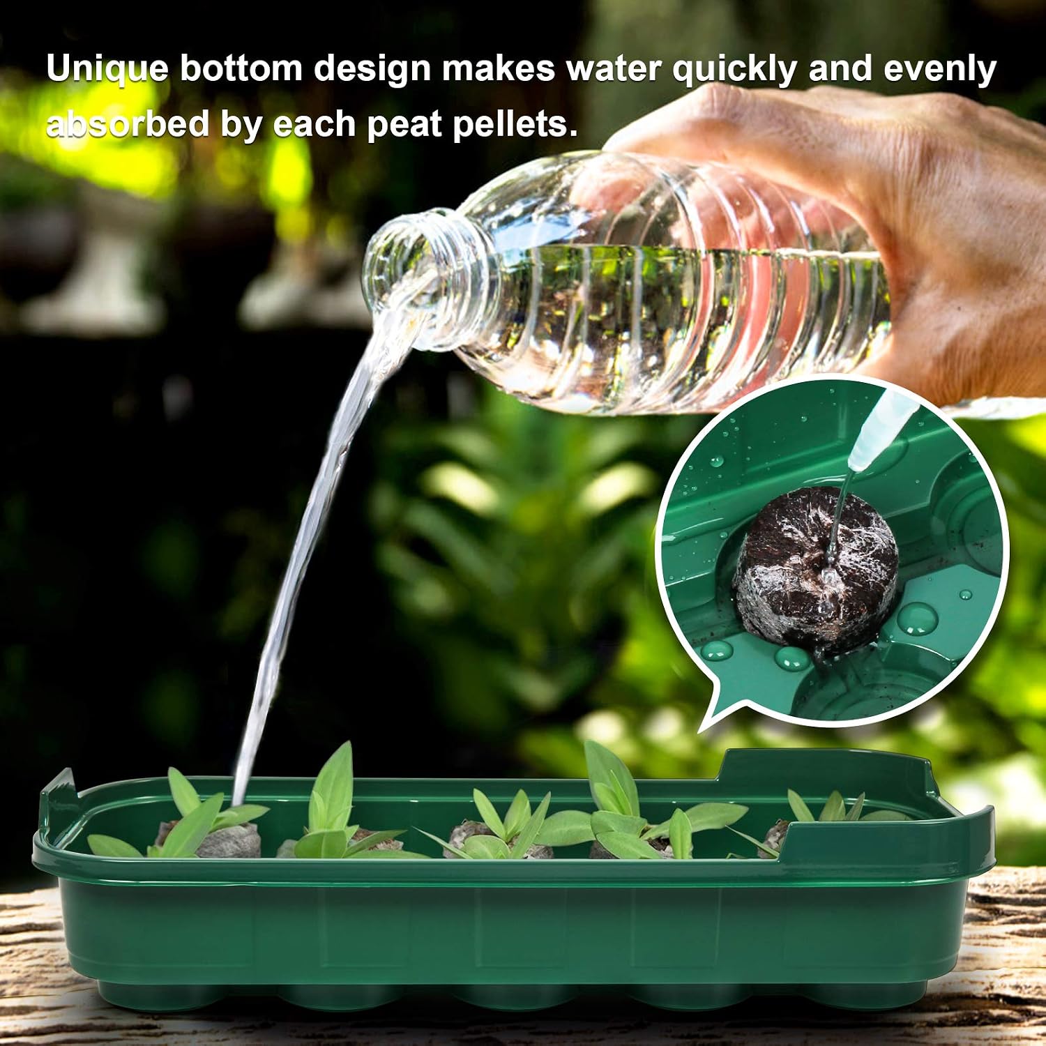 MIXC 5-Pack Mini Seed Starter Kit Sturdy Windowsill Greenhouse Trays with Cover Dome and Instruction for 36mm Peat Pellets Indoor/Outdoor Gardening