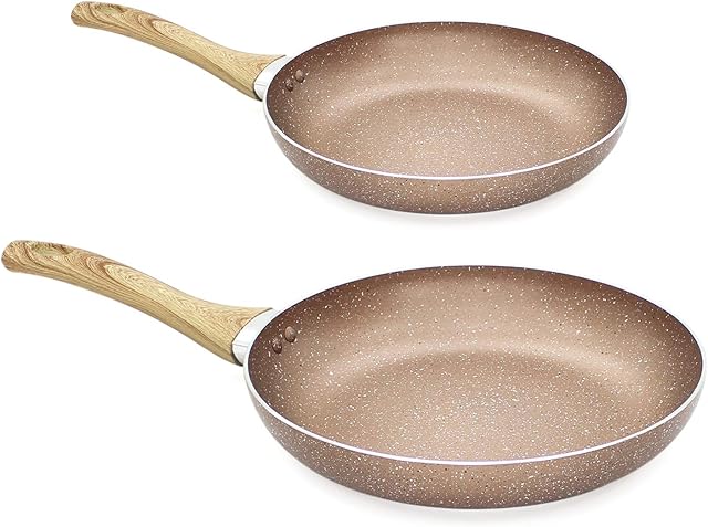 2 Piece Pan Fry Frying Marble Cookware Non Stick Healthy Cooking Saucepan Set